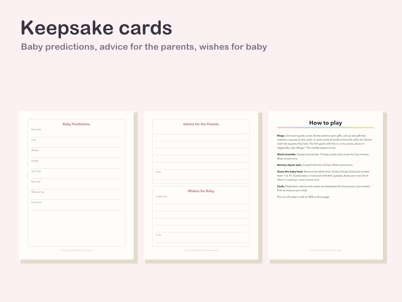 Baby predictions, advice and wishes cards