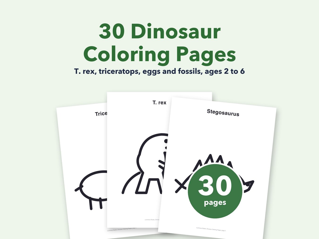 30 Dinosaur Coloring Pages, a printable coloring book for kids