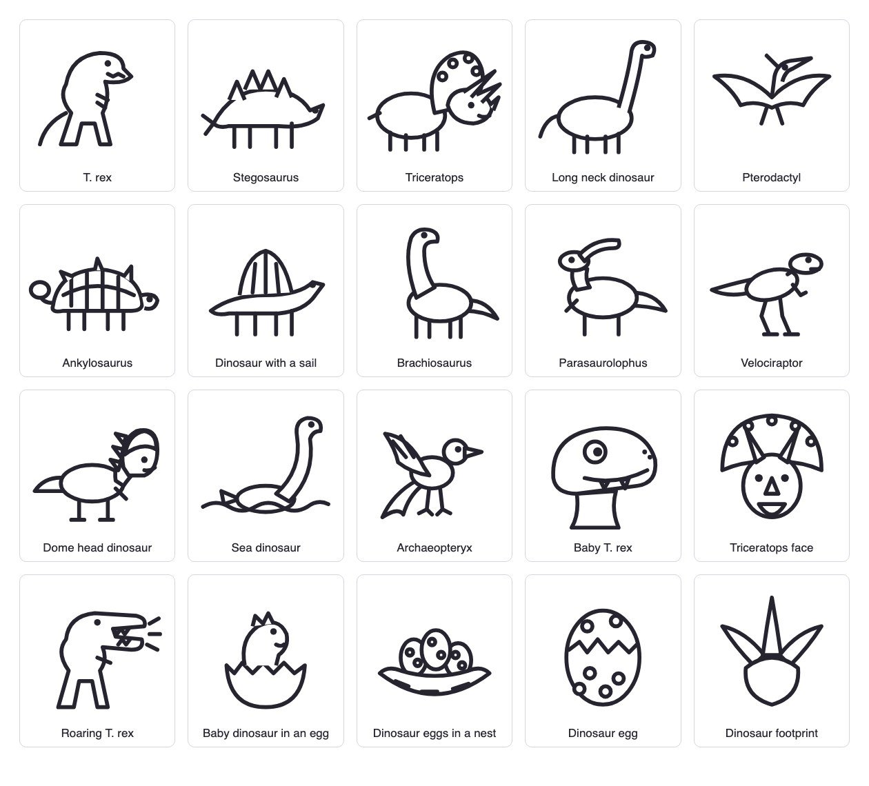 Dinosaur coloring pages: T. rex, triceratops, stegosaurus, brachiosaurus, velociraptor and more
