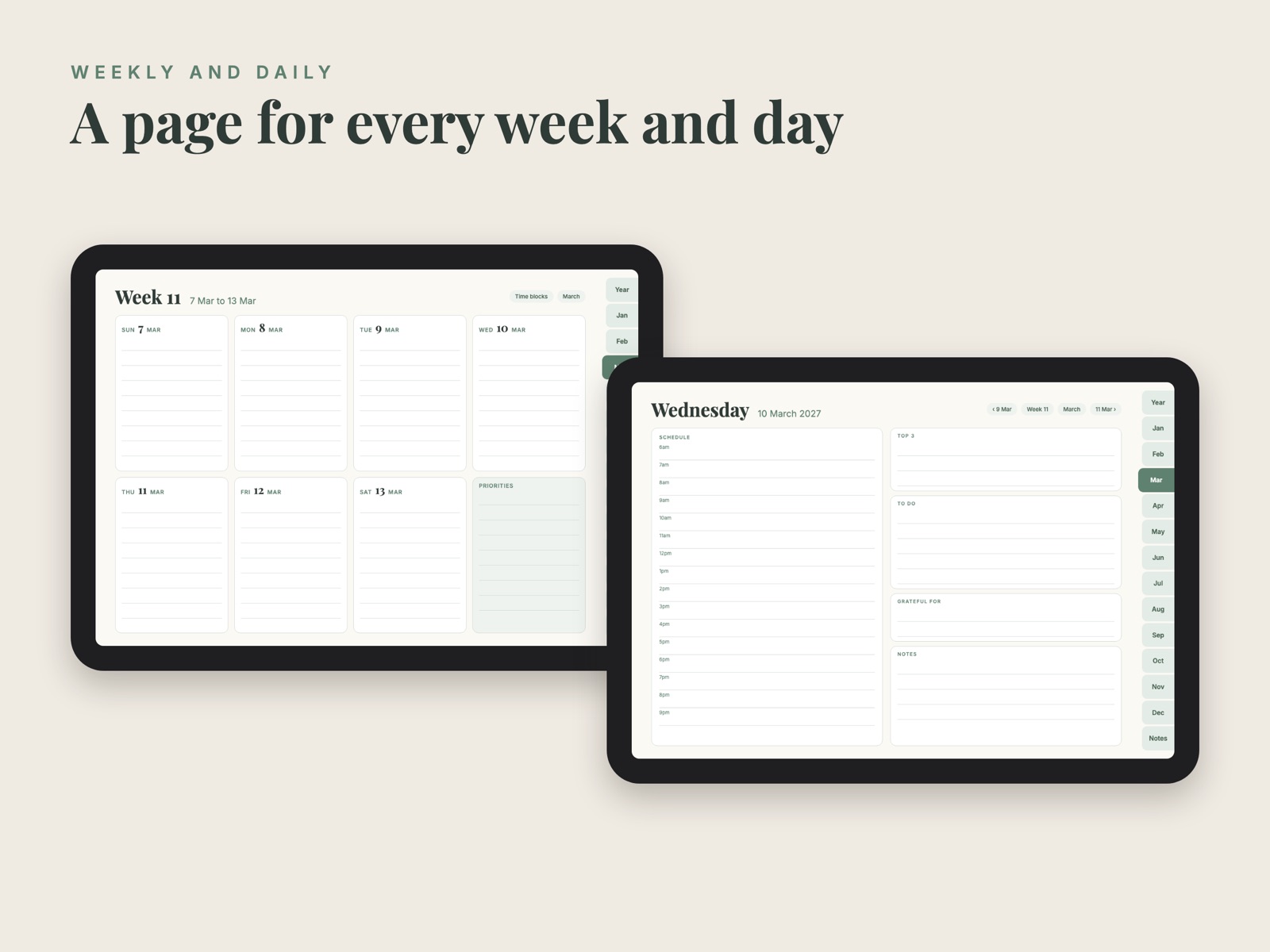 Week page and day page