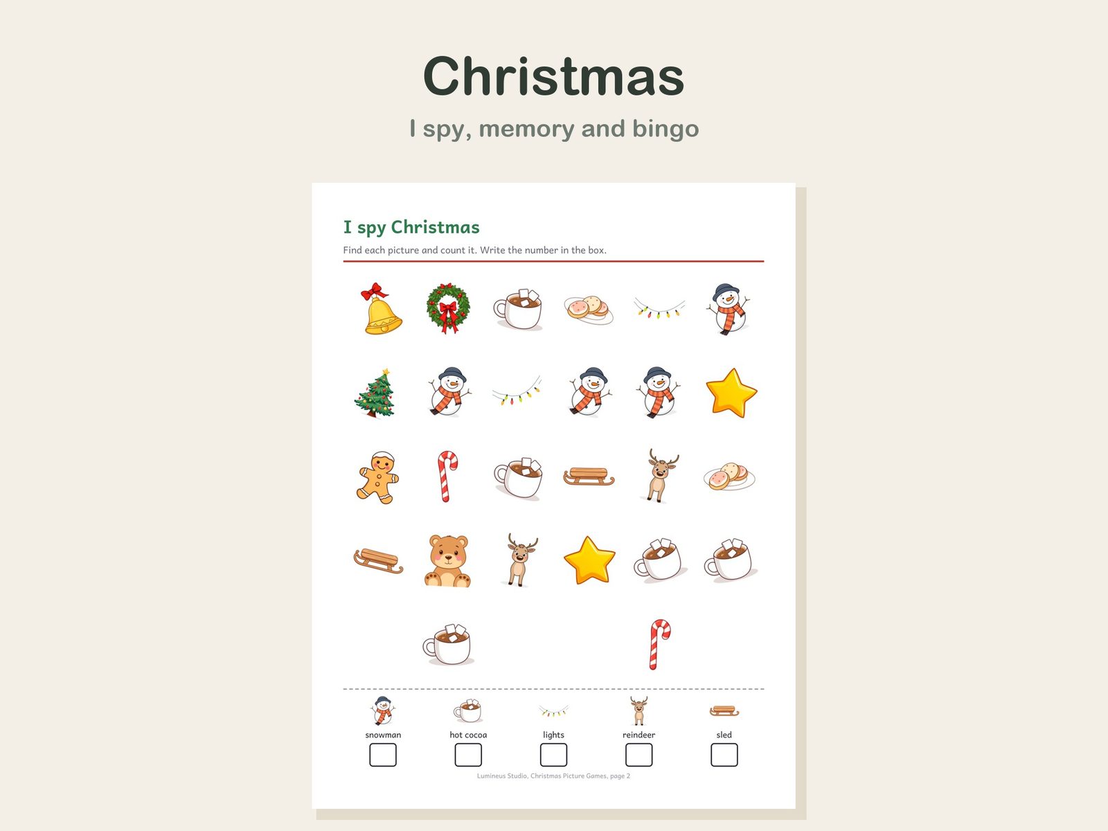 Christmas I spy page