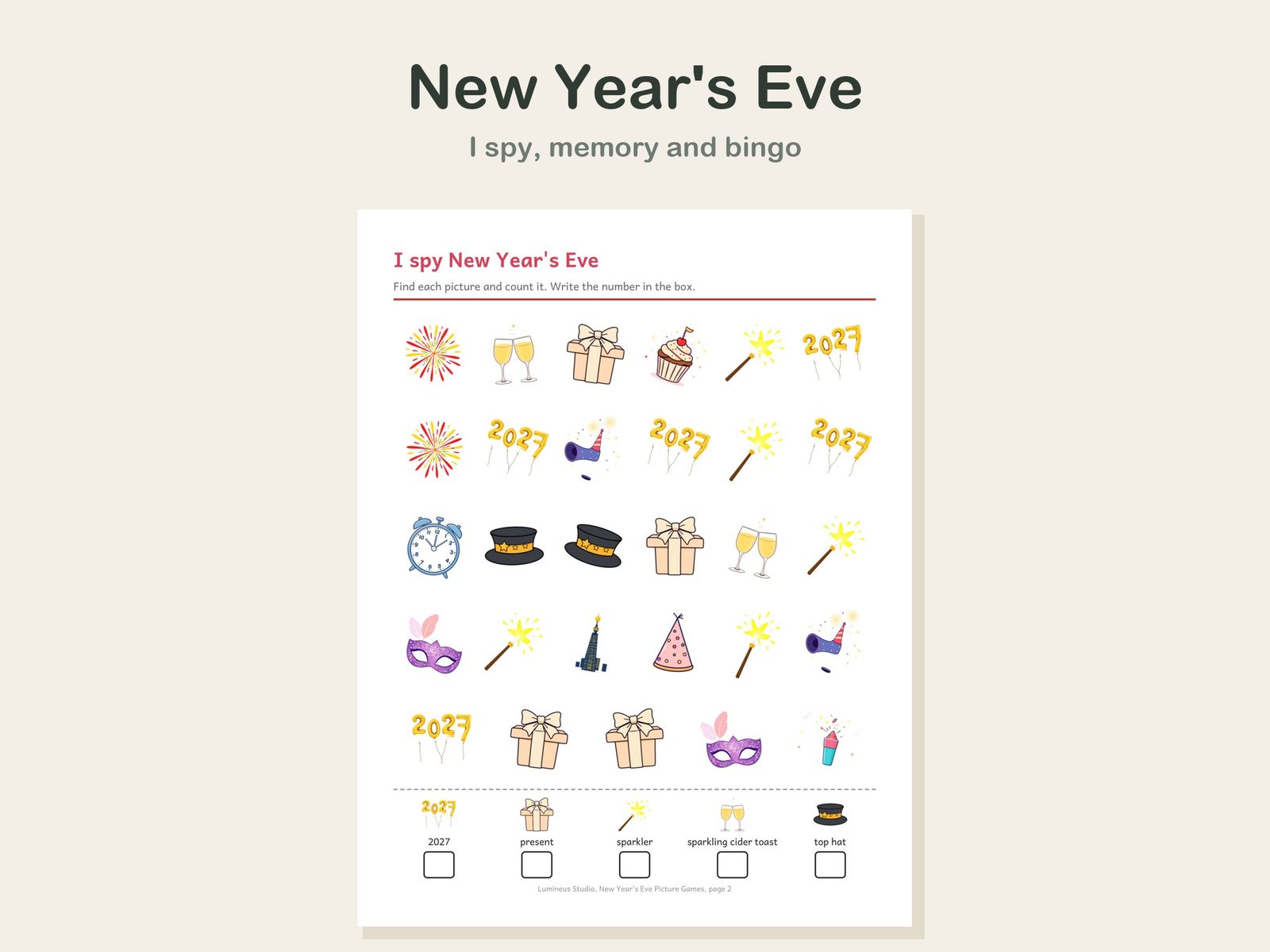 New Year's Eve I spy page