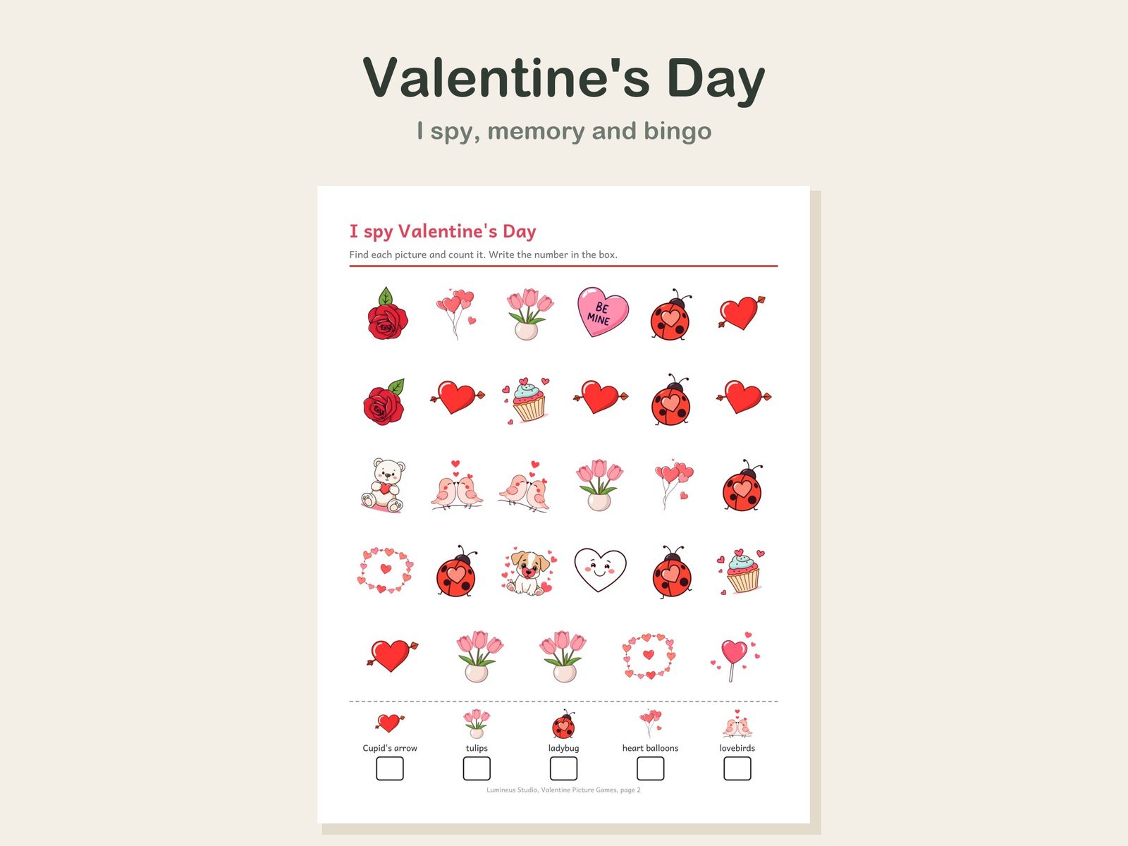 Valentine's Day I spy page