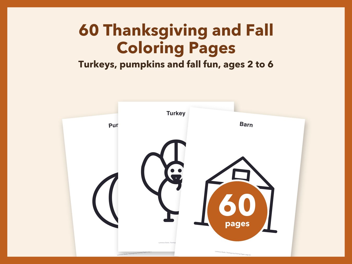 60 Thanksgiving and Fall Coloring Pages, a printable coloring book for toddlers