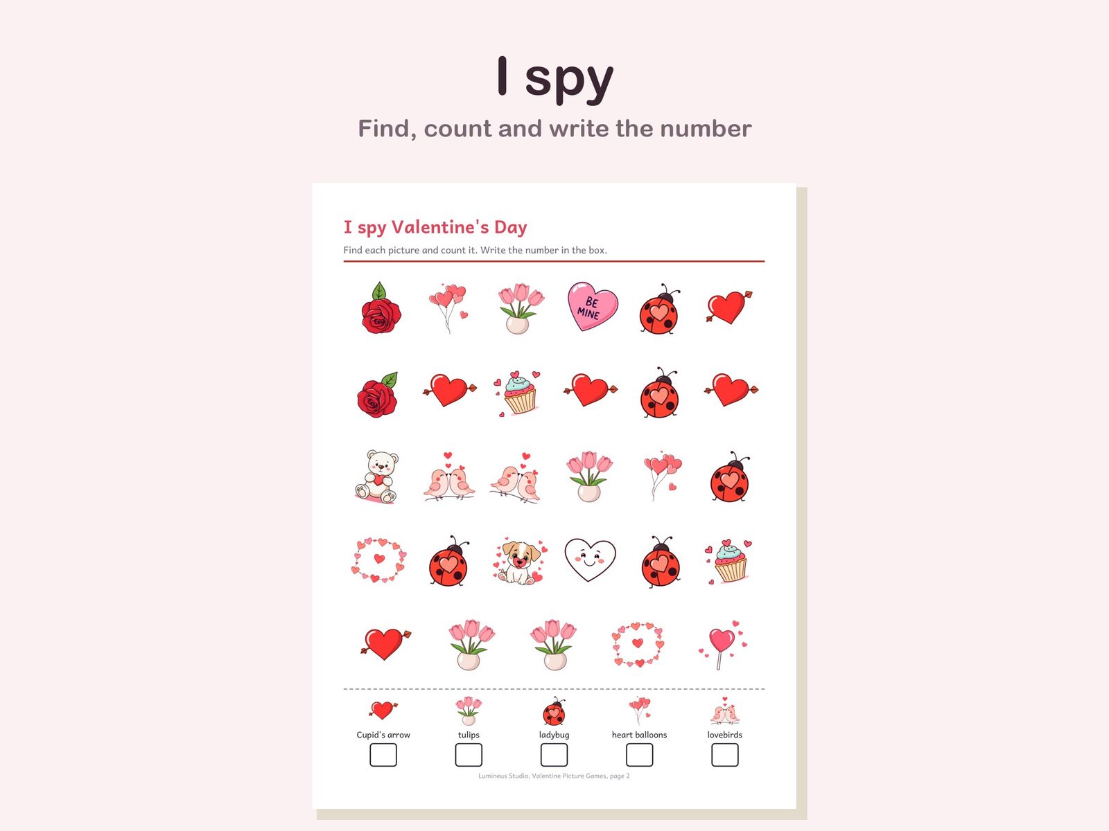 Valentine I spy page